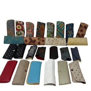 Vtg Eyeglass Cases Collection 25 Pcs Patterns Colors Fabric Vinyl 50's - 70's‎